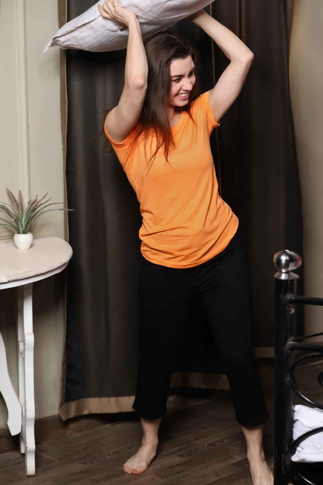 Women’s Bamboo Fabric Slim Fit H/S T-Shirt | Soft & Breathable | Papaya Orange