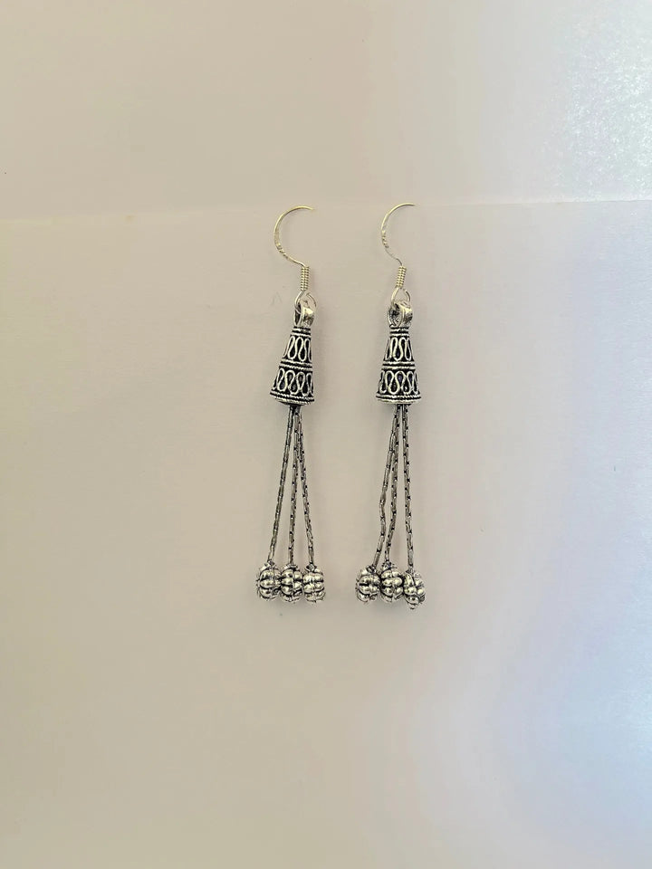 Triple Layer Sterling Silver Oxidised Jhumka - Suspire