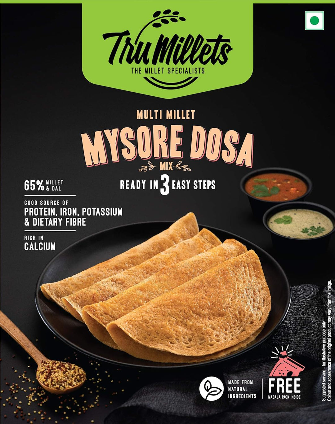 Trumillets MULTI MILLET MYSORE AND ADAI DOSA MIX ,EACH 250 gm (Pack of 4)