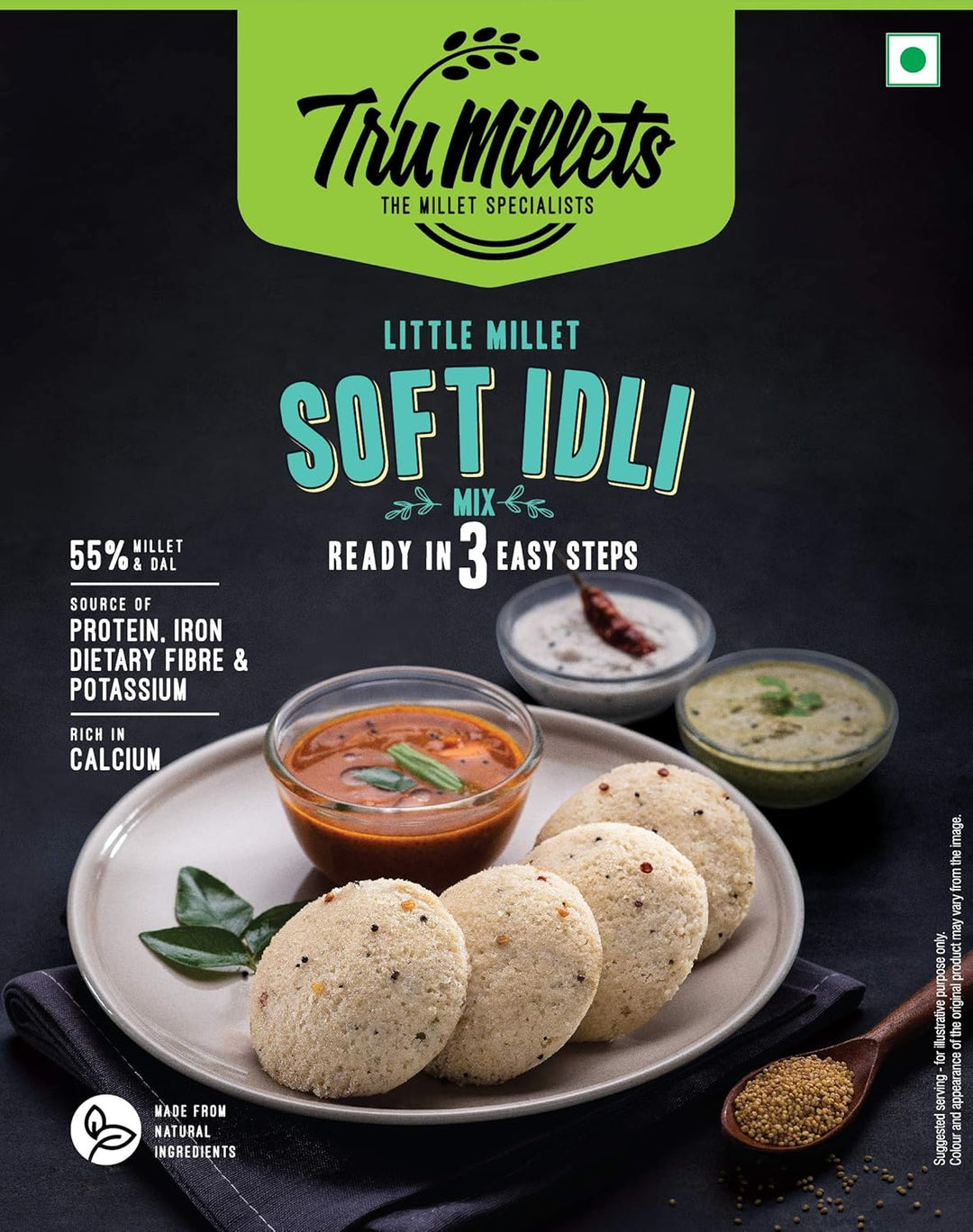 Trumillets LITTLE MILLET SOFT IDLI and KANJIVARAM MIX ,EACH 250 gm (Pack of 4)