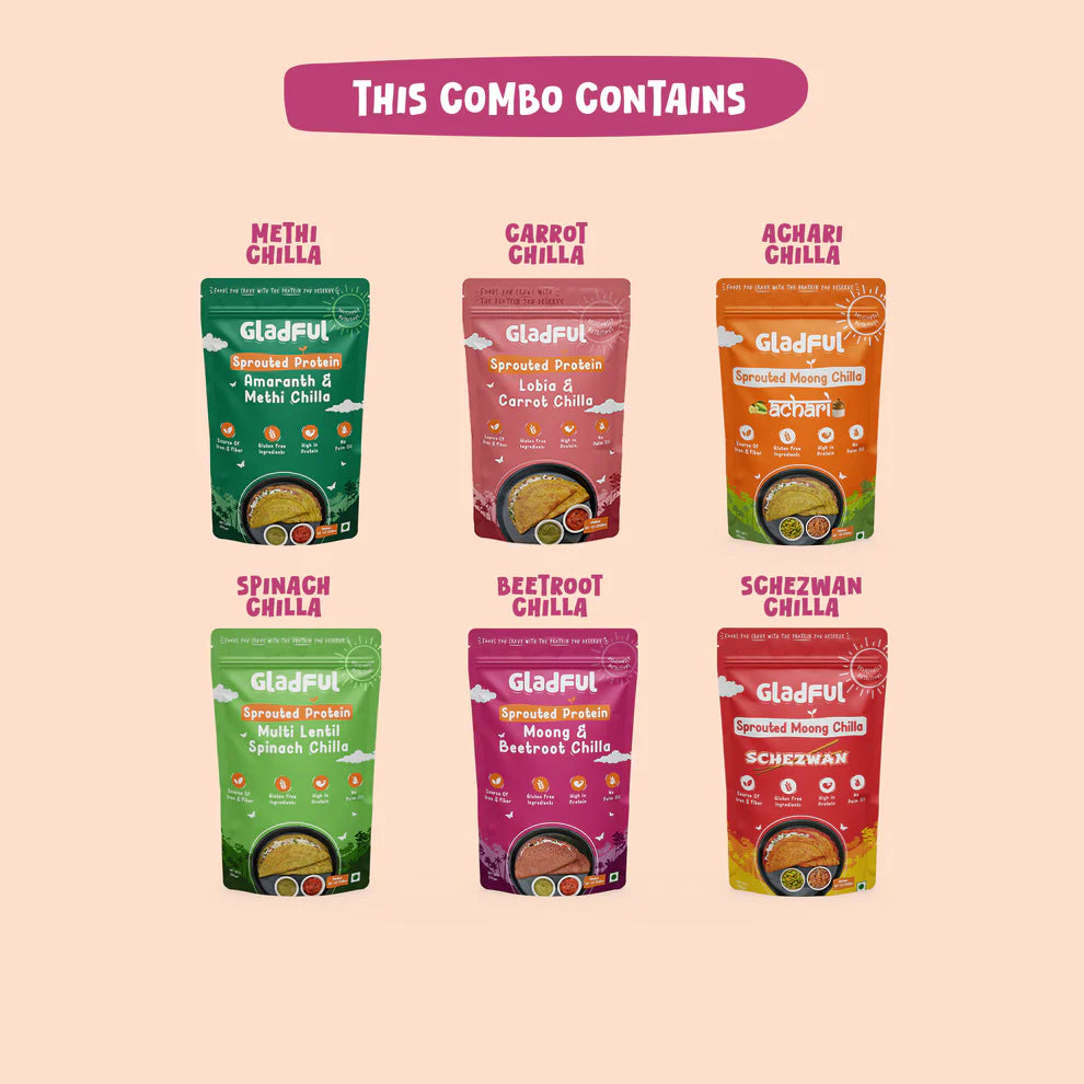 Gladful Try Them All Chilla Combo - 6 Packs | 1200gms