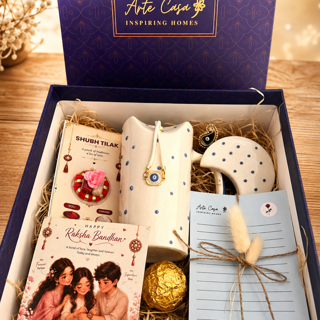 Artecasa Azure Ceramic Sipper Rakhi Hamper | Premium Raksha Bandhan Gift Hamper