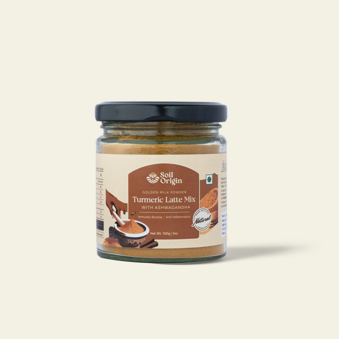 Soil Origin Turmeric Latte Mix With Ashwagandha (Goldern Milk Powder) - 100Gm