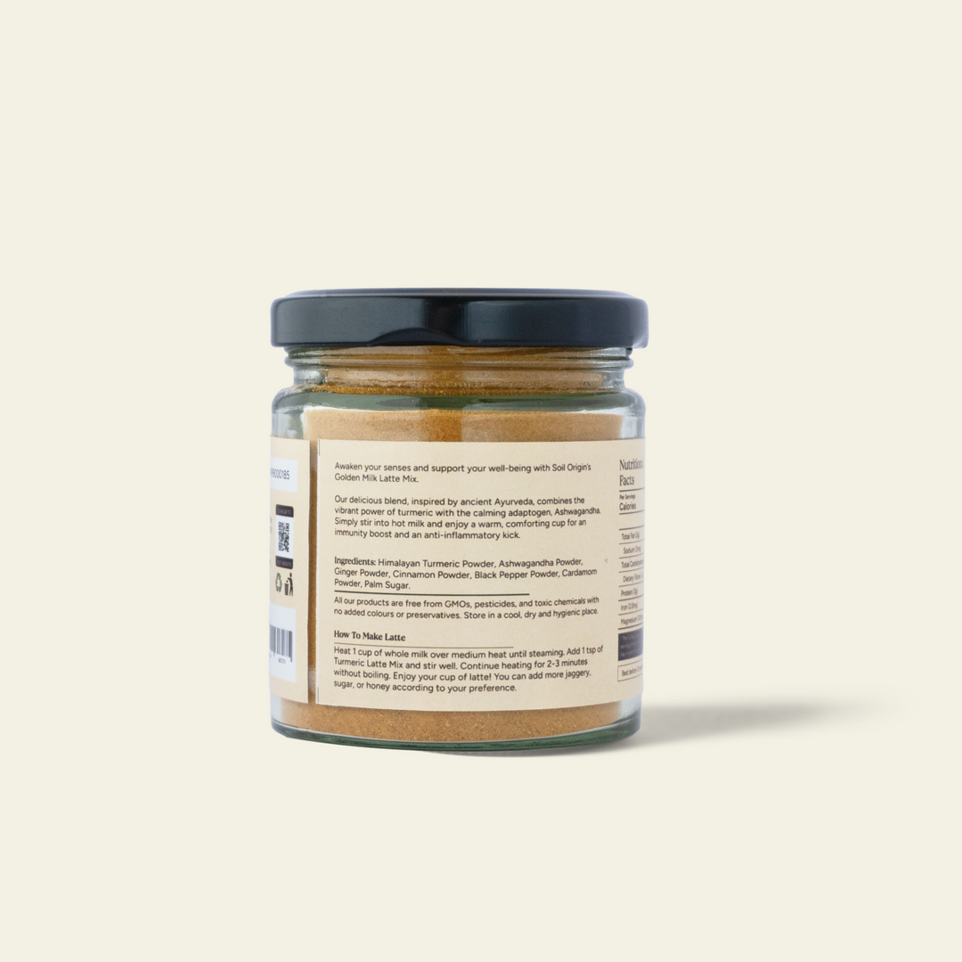 Soil Origin Turmeric Latte Mix With Ashwagandha (Goldern Milk Powder) - 100Gm