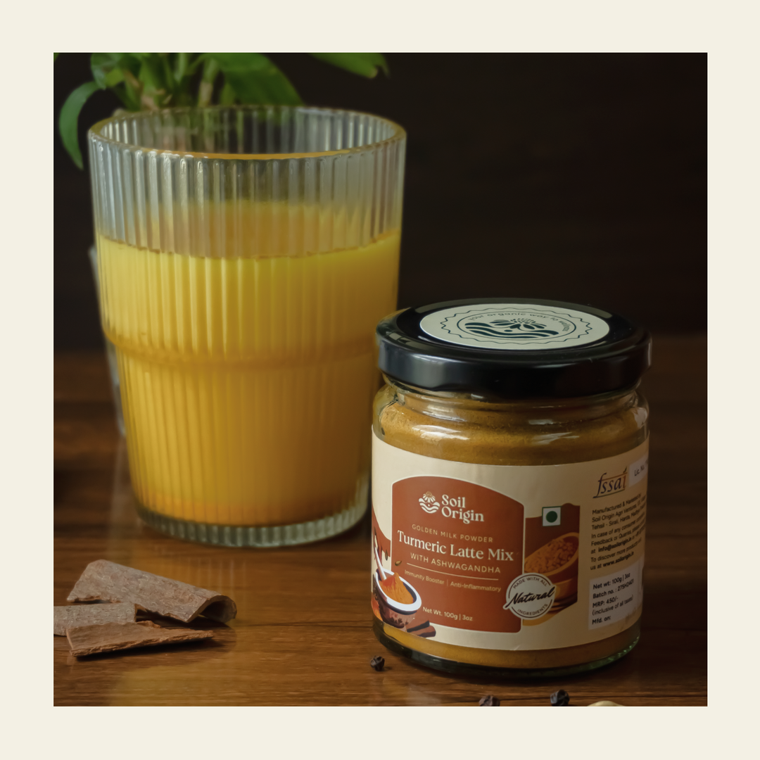 Soil Origin Turmeric Latte Mix With Ashwagandha (Goldern Milk Powder) - 100Gm