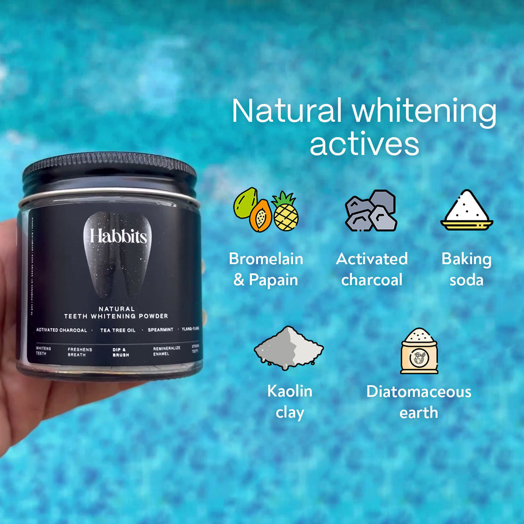Habbits Charcoal Teeth Whitening Powder - Ylang-yYlang Mint (Pak of 4)