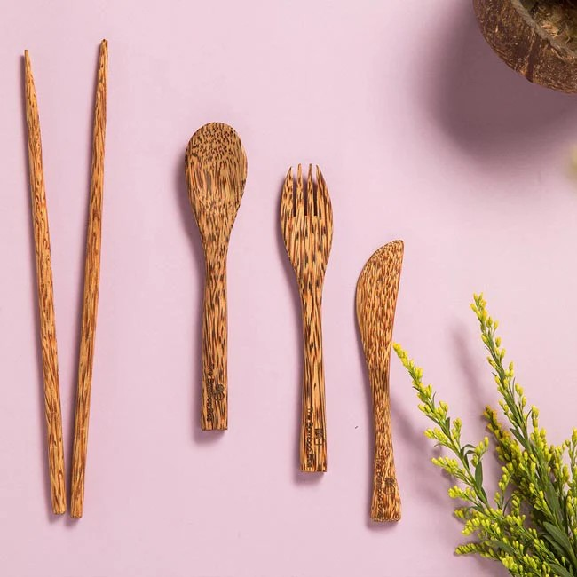 Coconut Wood Cutlery | Spoon Fork Chopsticks Knife