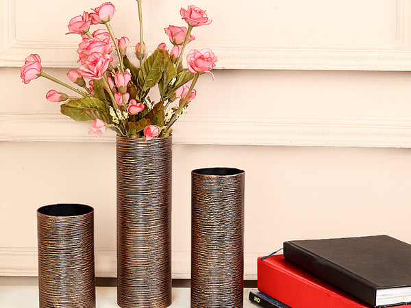 Fluted Unique Finish Vase collection Set of 3