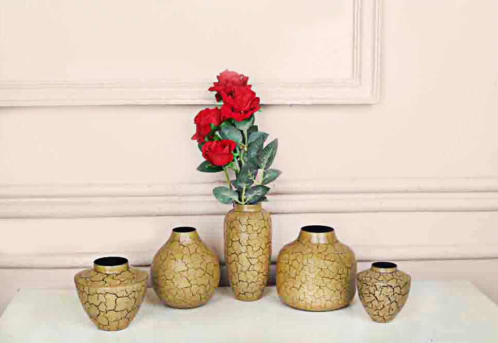 Dessert Yellow Metallic Vase Collection Set of 5