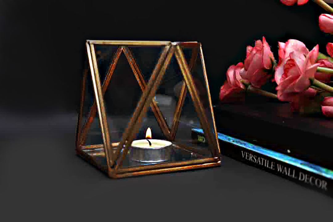 Glass Terranium Geometric T-light Holder