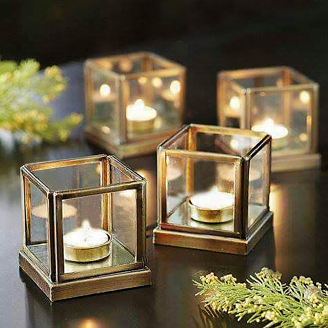Glass Terranium Geometric T-light Holder