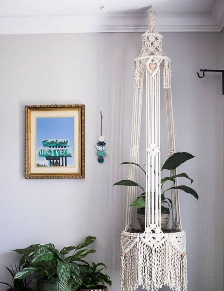 Macrame Small Circular Floating Shelf/ Plant Table