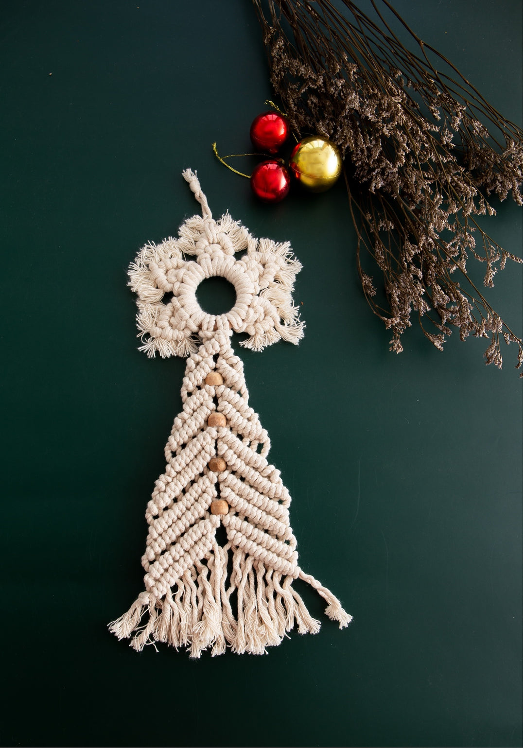 DecoTalk Macrame Christmas Tree Topper Star White