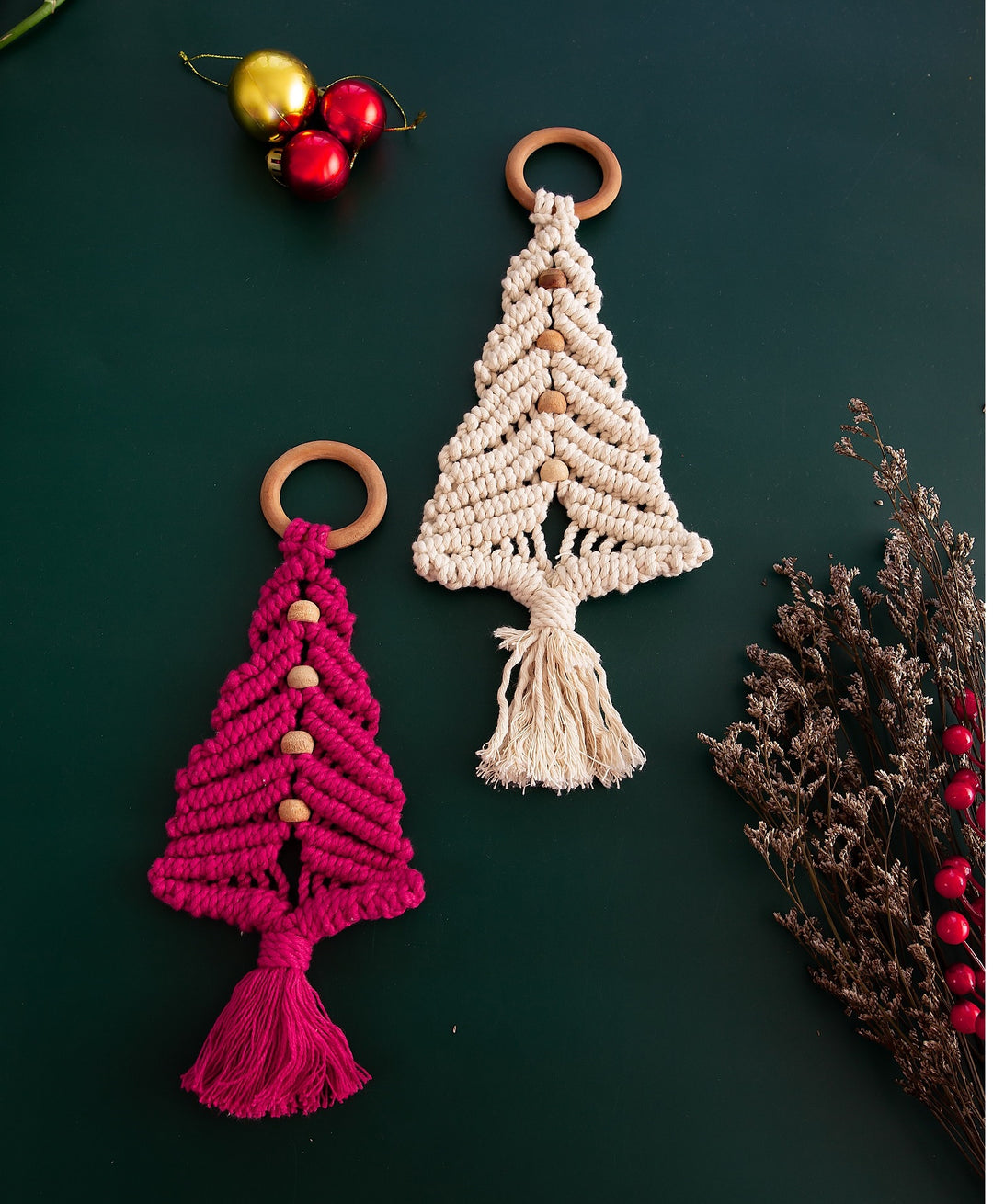 Venus Home Decor Macrame Christmas Tree Ornament | White