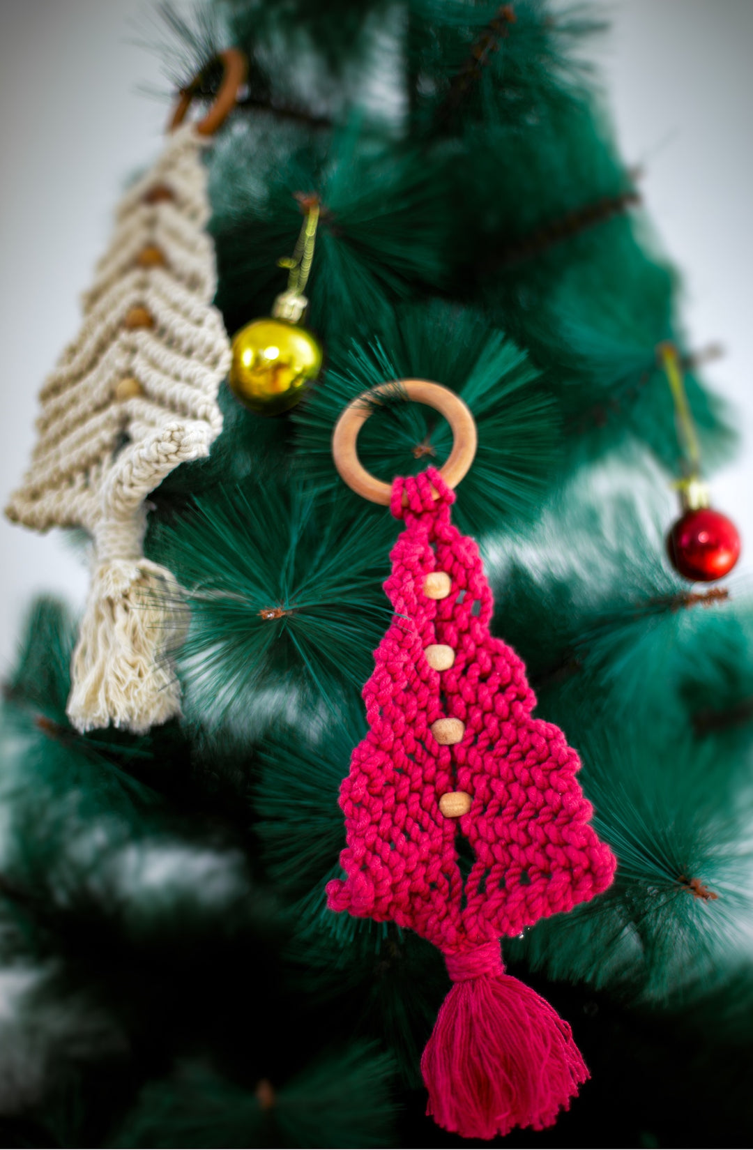 Venus Home Decor Macrame Christmas Tree Ornament | White