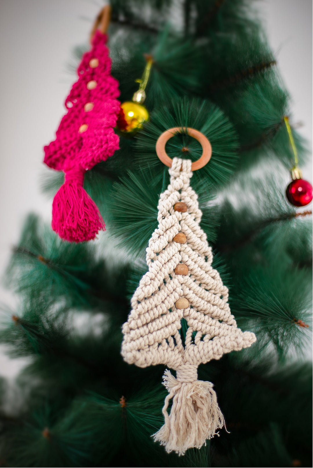 Venus Home Decor Macrame Christmas Tree Ornament | White