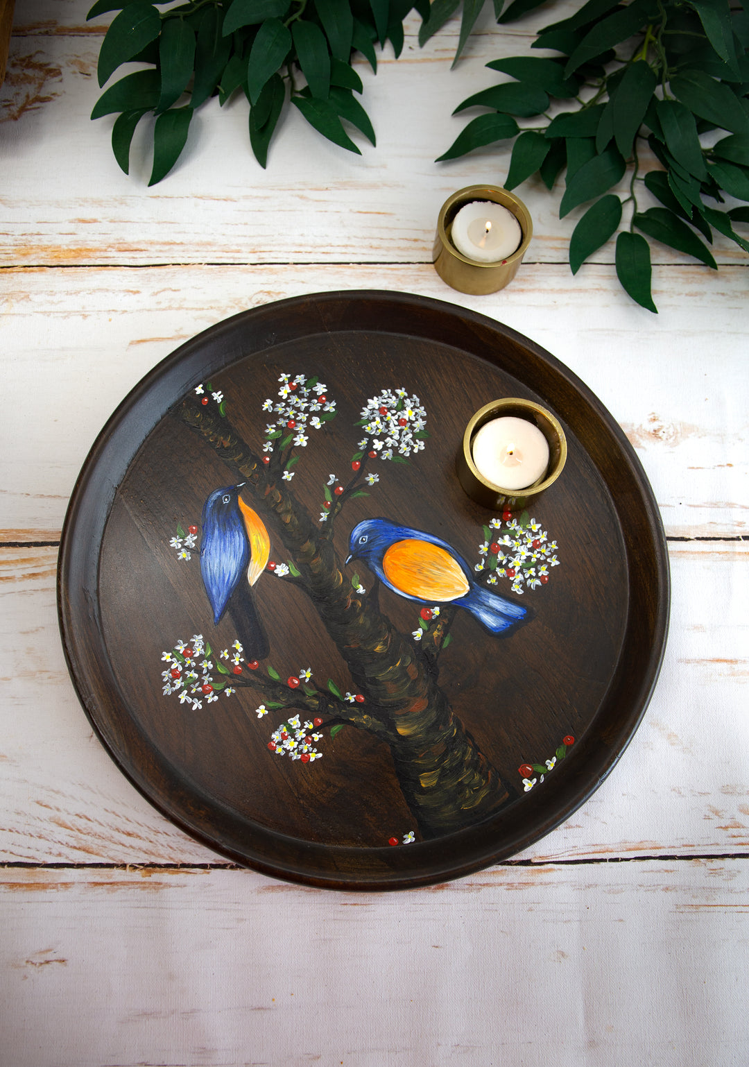 Nature Inspired Round Teakwood Tray/ Wall plate