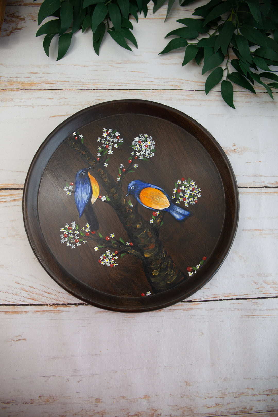 Nature Inspired Round Teakwood Tray/ Wall plate