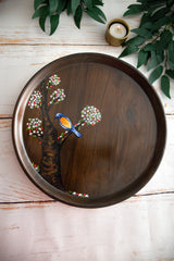 Nature Inspired Round Teakwood Tray/ Wall plate