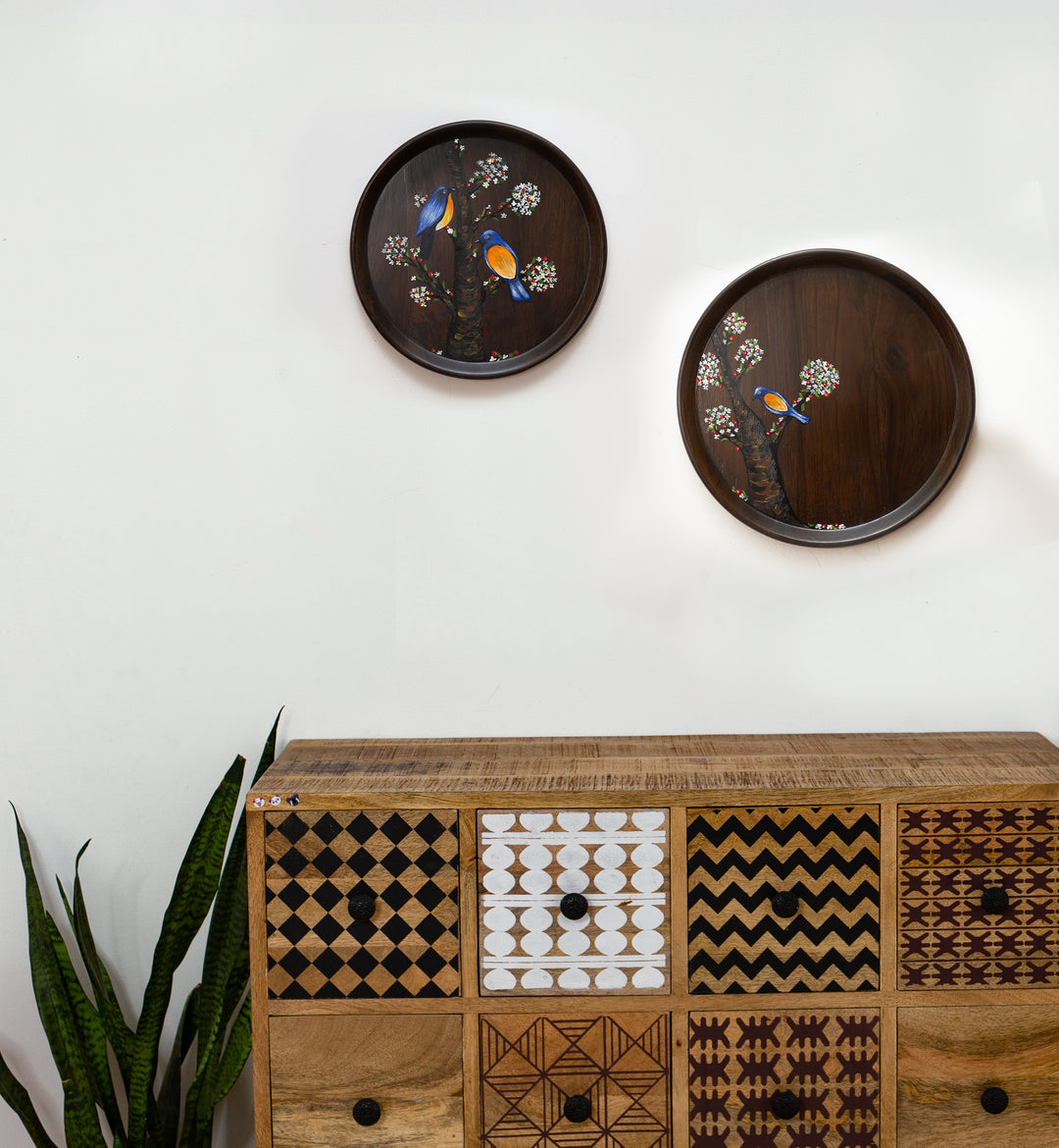 Nature Inspired Round Teakwood Tray/ Wall plate