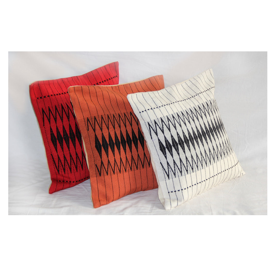Handwoven Dzukou Red and Black Tribal Cushion Cover