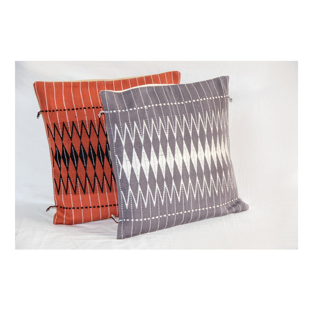 Handwoven Dzukou Orange and Black Tribal Cushion Cover