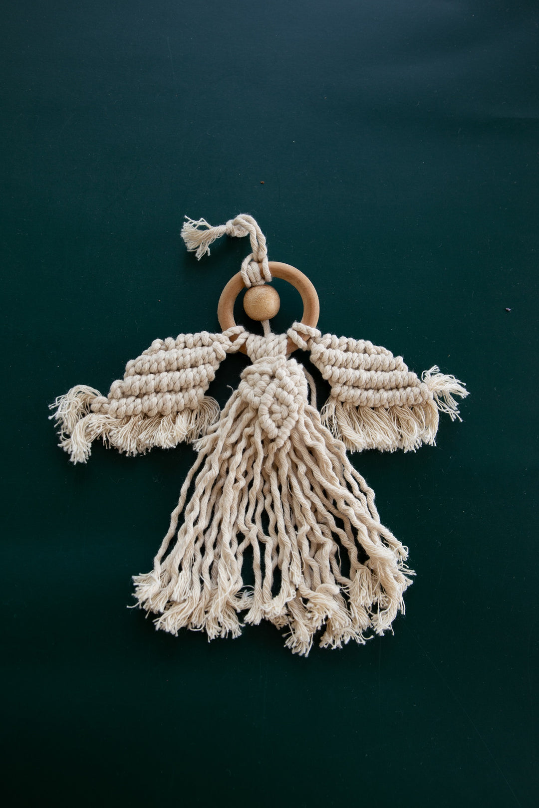 DecoTalk Macrame Christmas Ornaments Set of 4 Color White with FREE Gift bag