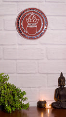 Kutch Lippan Mud Work Kalash 25.4 cm Round Wall Plate - Terracotta