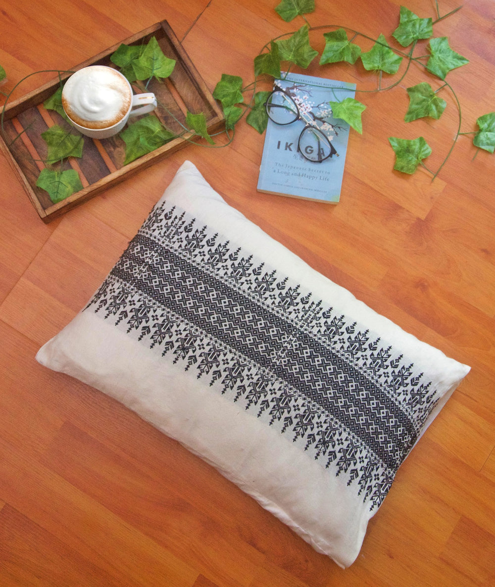 Kachari Handwoven Organic Cotton Cushion Cover with Tribal motif 36 x 51 cm