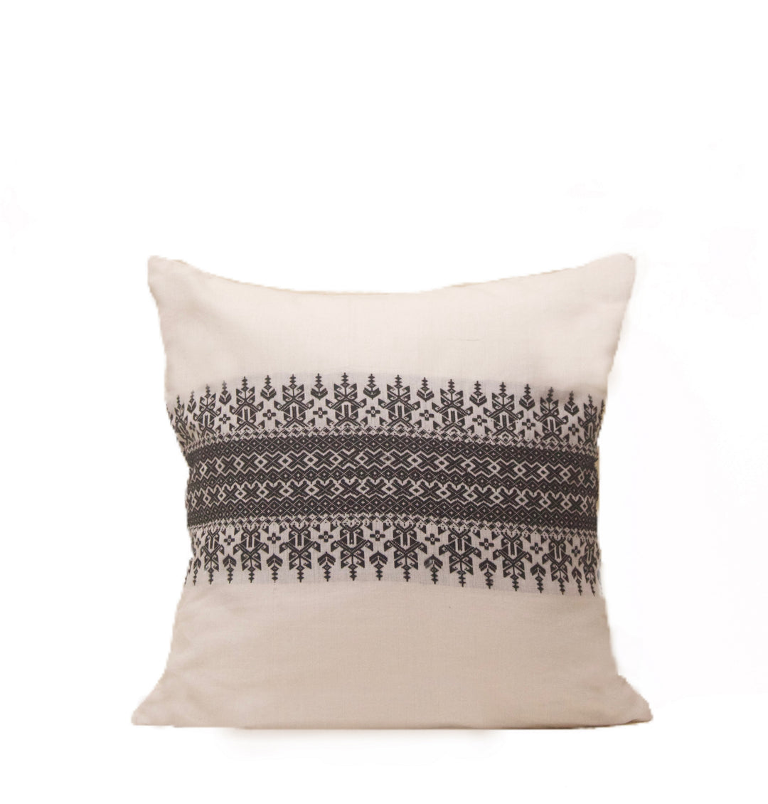 Kachari Handwoven Organic Cotton Cushion Cover with Tribal motif 35 x 51 cm