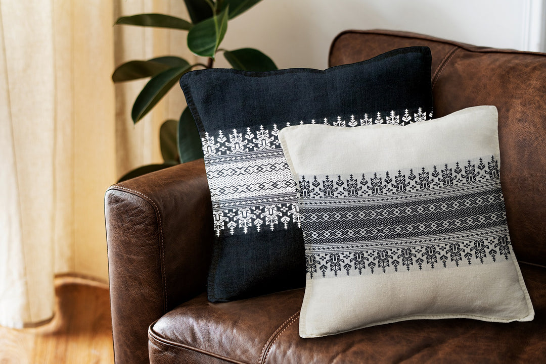 Kachari Handwoven Organic Cotton Cushion Cover with Tribal motif 35 x 51 cm