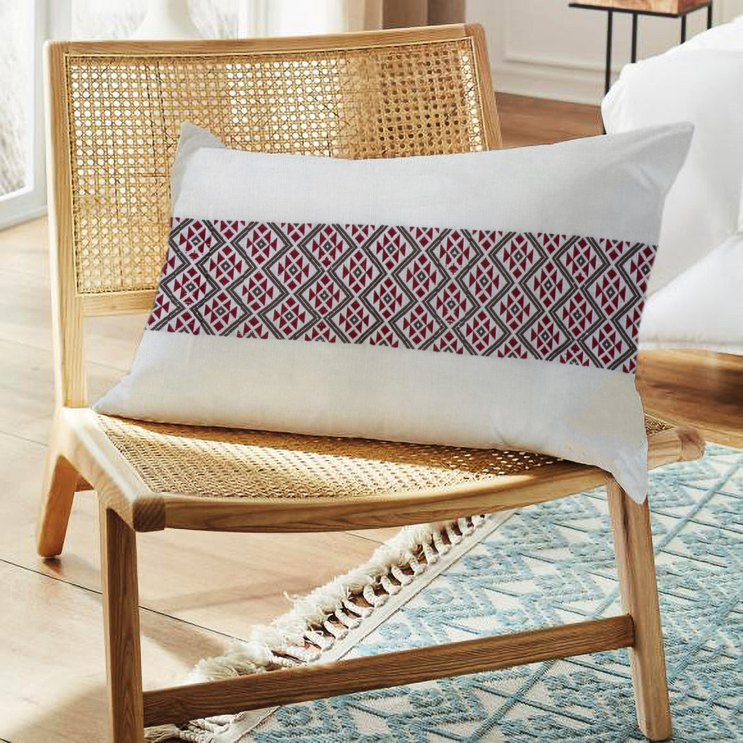 Ahom Handwoven Organic Cotton Cushion Cover with Tribal motif 36 x 51 cm