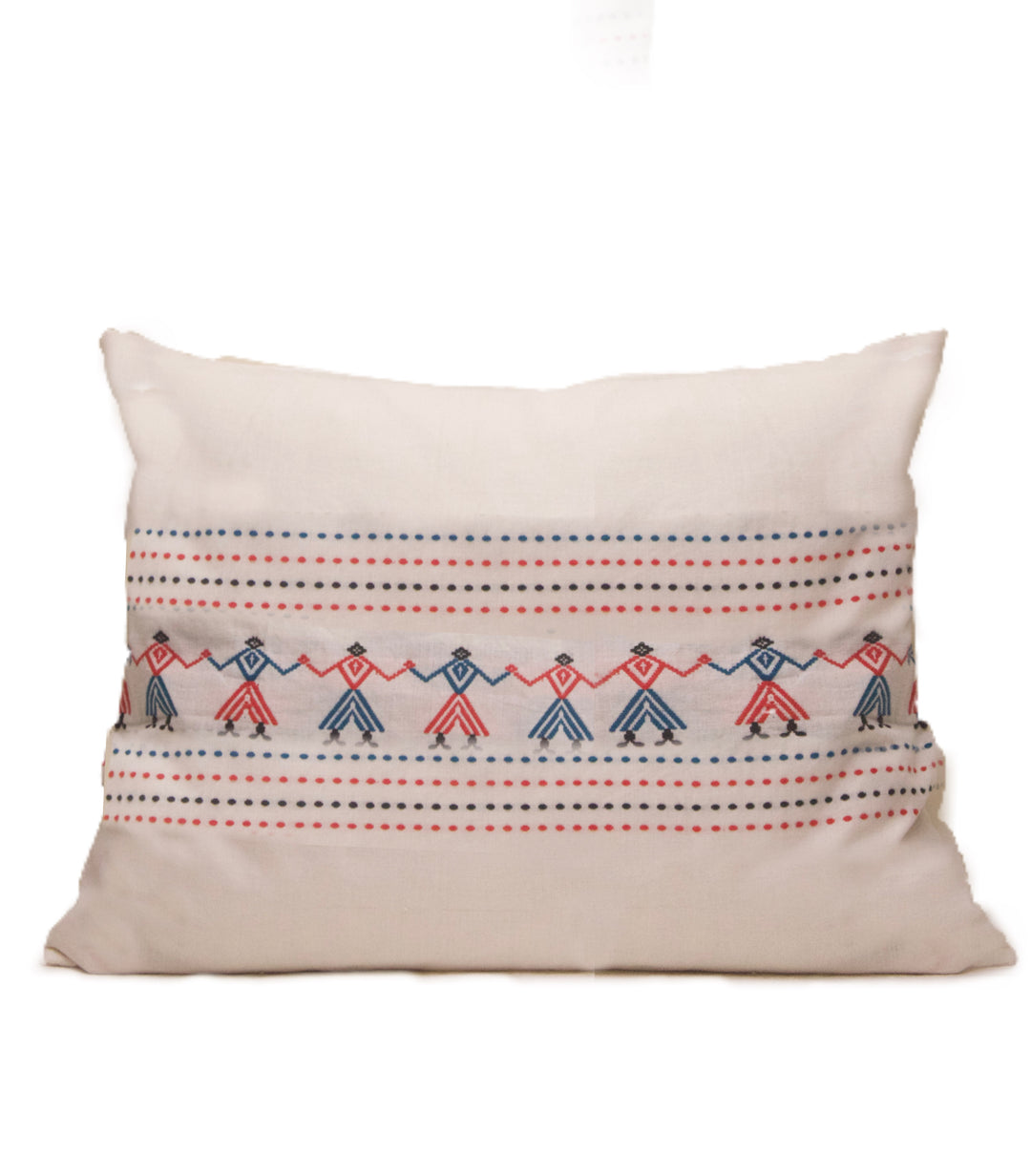 Asomiya Handwoven Organic Cotton Cushion Cover with all-over Tribal motif 41 x 41 cm