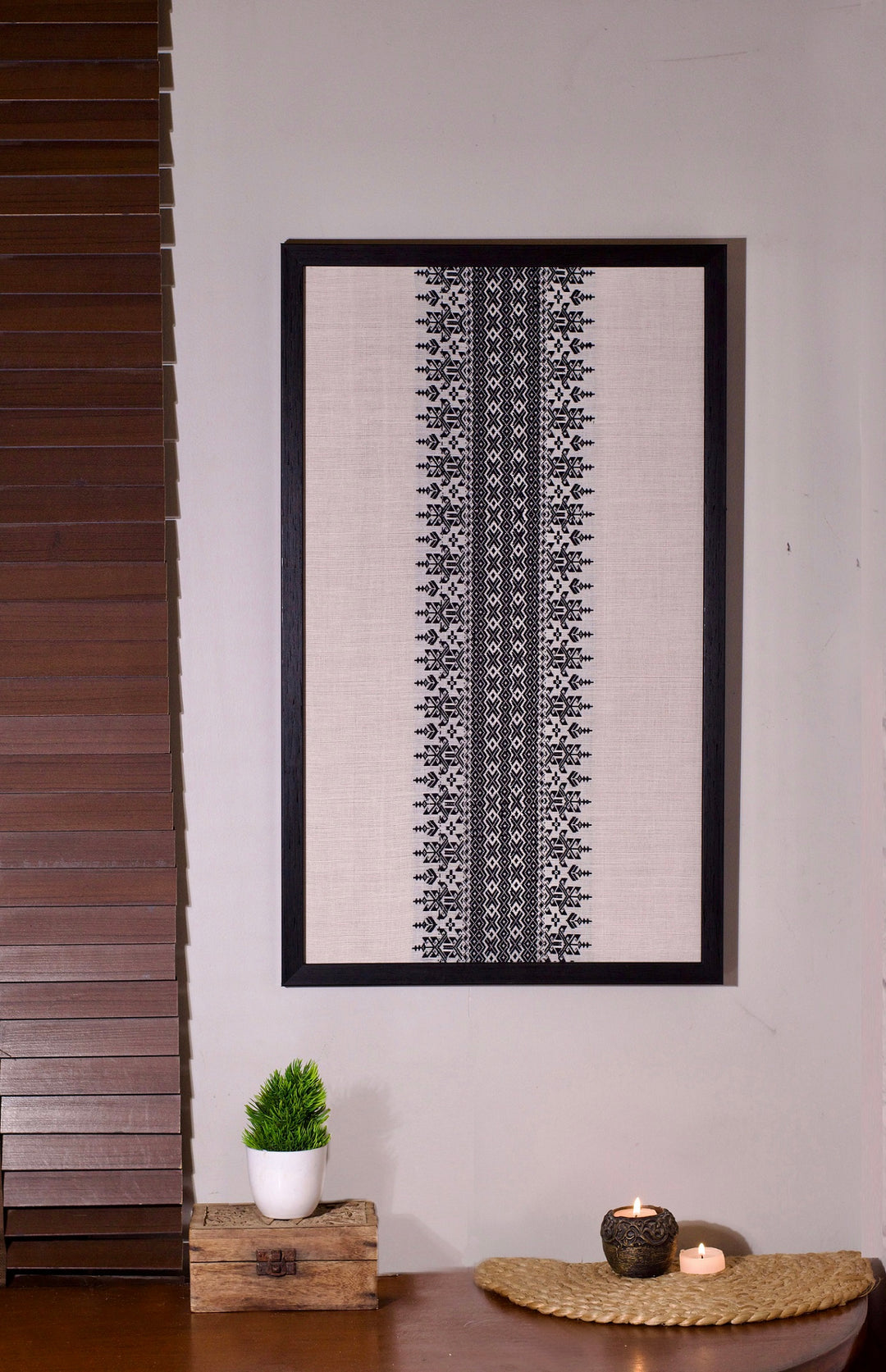Kachari Handwoven Organic Cotton Artwork from Assam - White