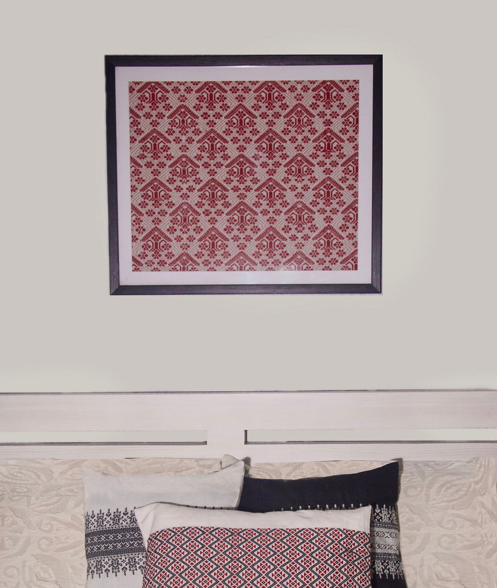 Gach Handwoven Organic Cotton Artwork from Assam-Red