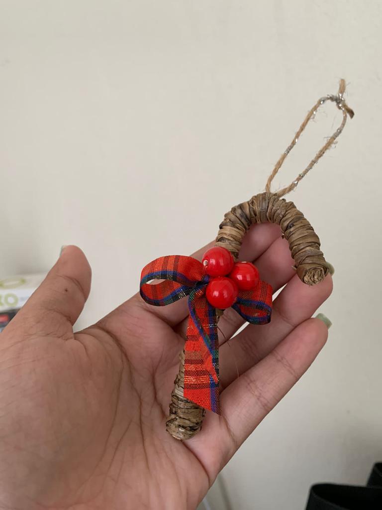 Banana Fibre Candy Stick Christmas Ornament Set of 2