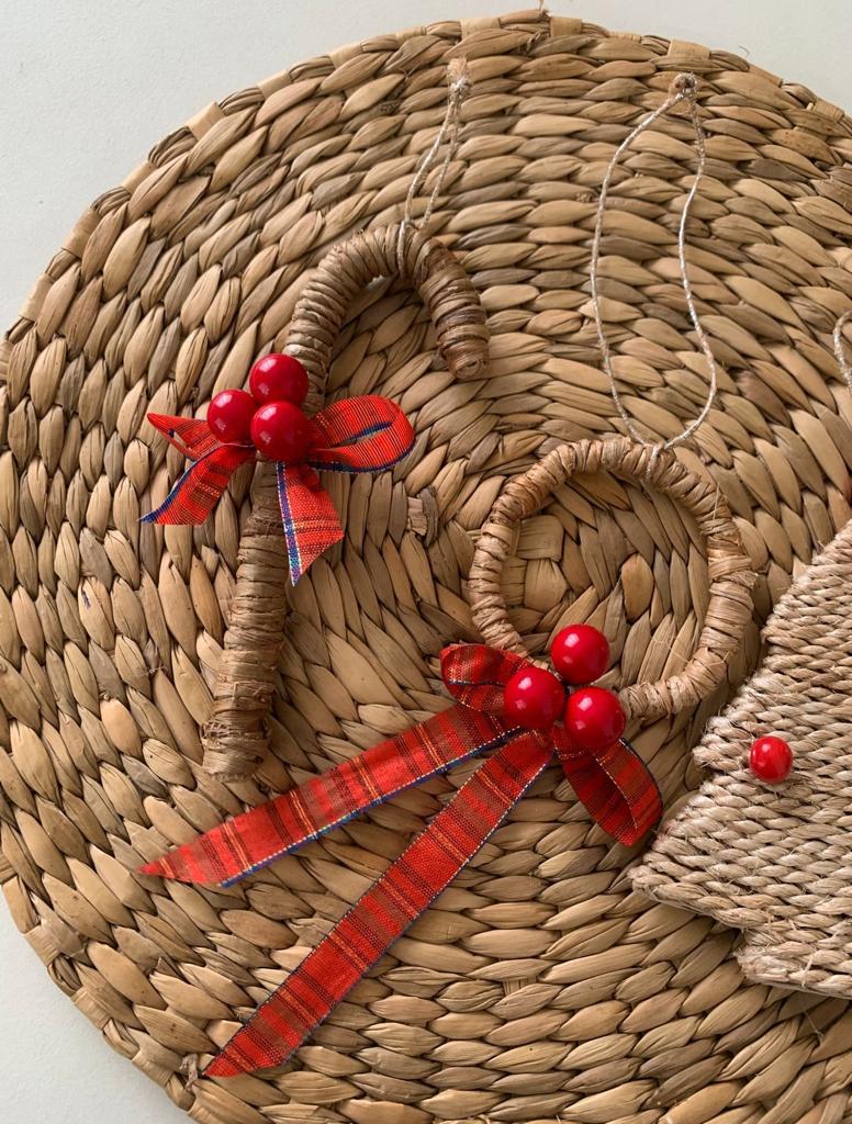 Banana Fibre Candy Stick Christmas Ornament Set of 2