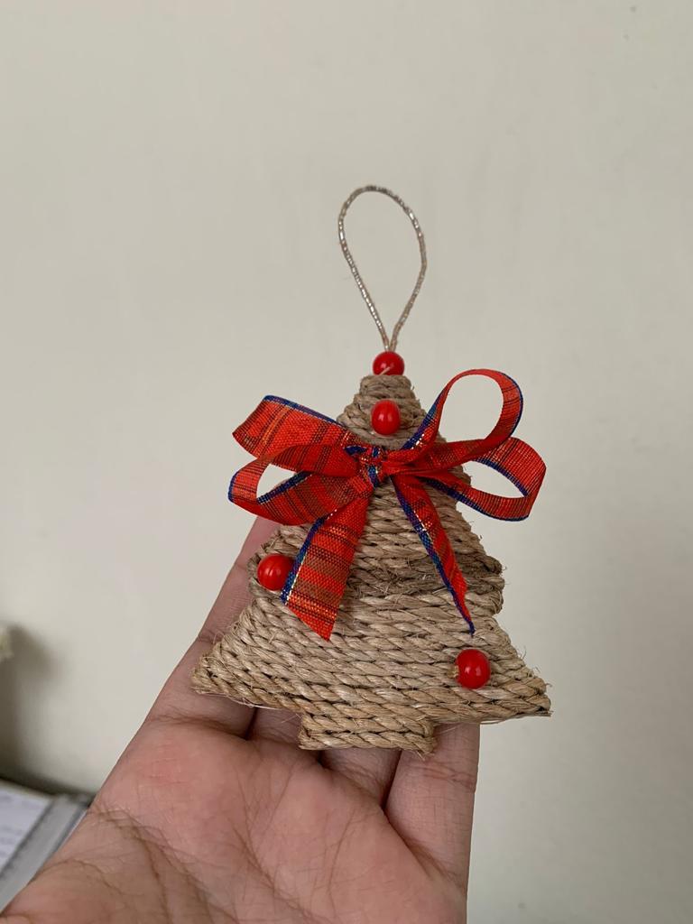 Venus Home Decor Banana Fibre Christmas Tree Ornaments | Hanging Decorations | Set of 2
