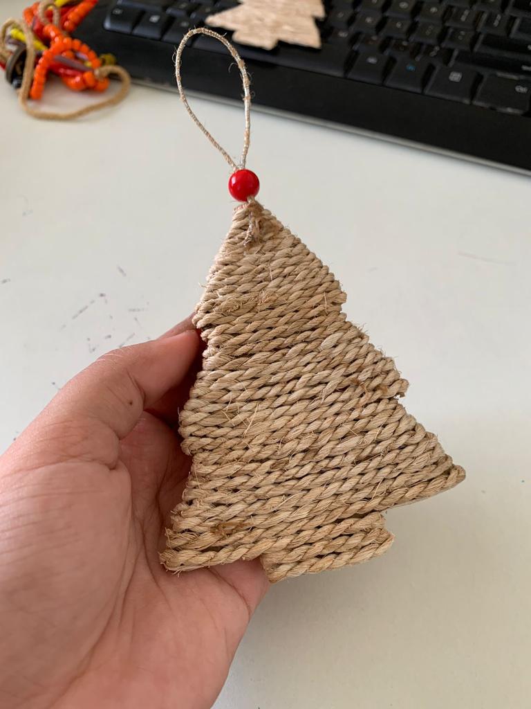 Venus Home Decor Banana Fibre Christmas Tree Ornaments | Hanging Decorations | Set of 2