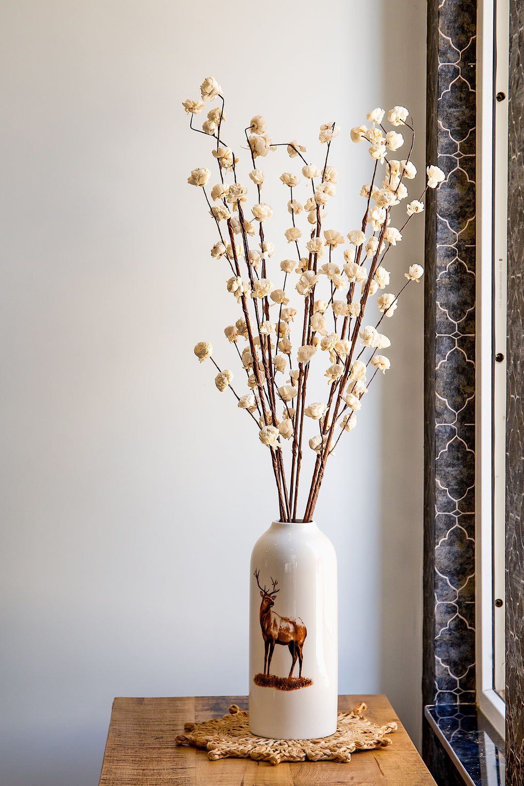 Shola Belly Rose Flower sticks White - Bunch of 5