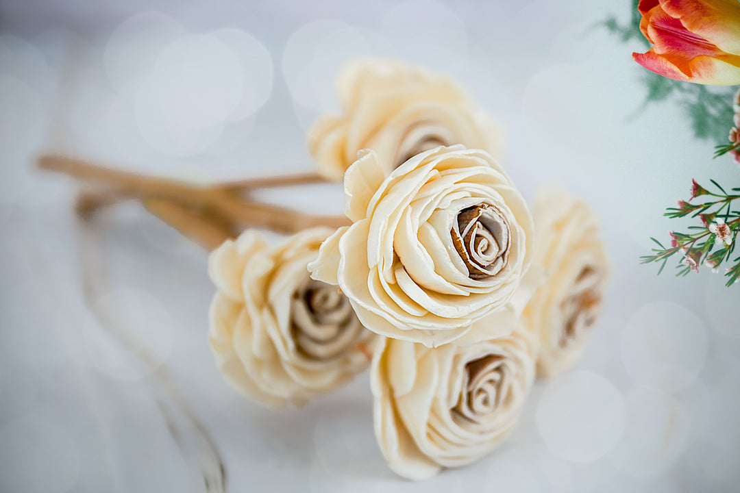 Shola White Roses- Bunch of 5