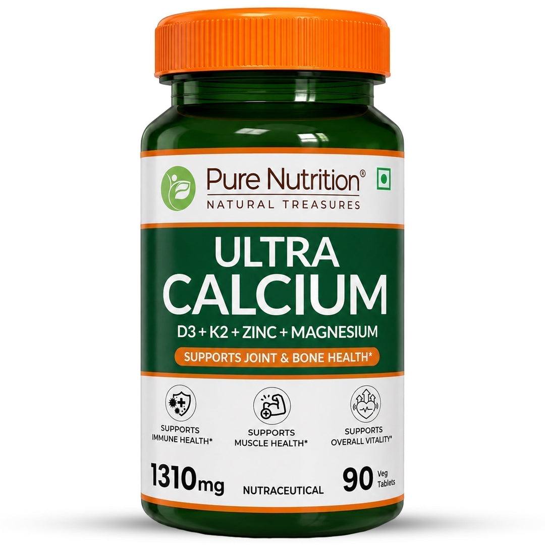 Ultra Calcium with D3, K2, Zinc & Magnesium – Complete Bone & Joint Formula| 90 Capsules