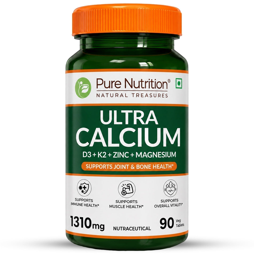 Ultra Calcium with D3, K2, Zinc & Magnesium – Complete Bone & Joint Formula| 90 Capsules
