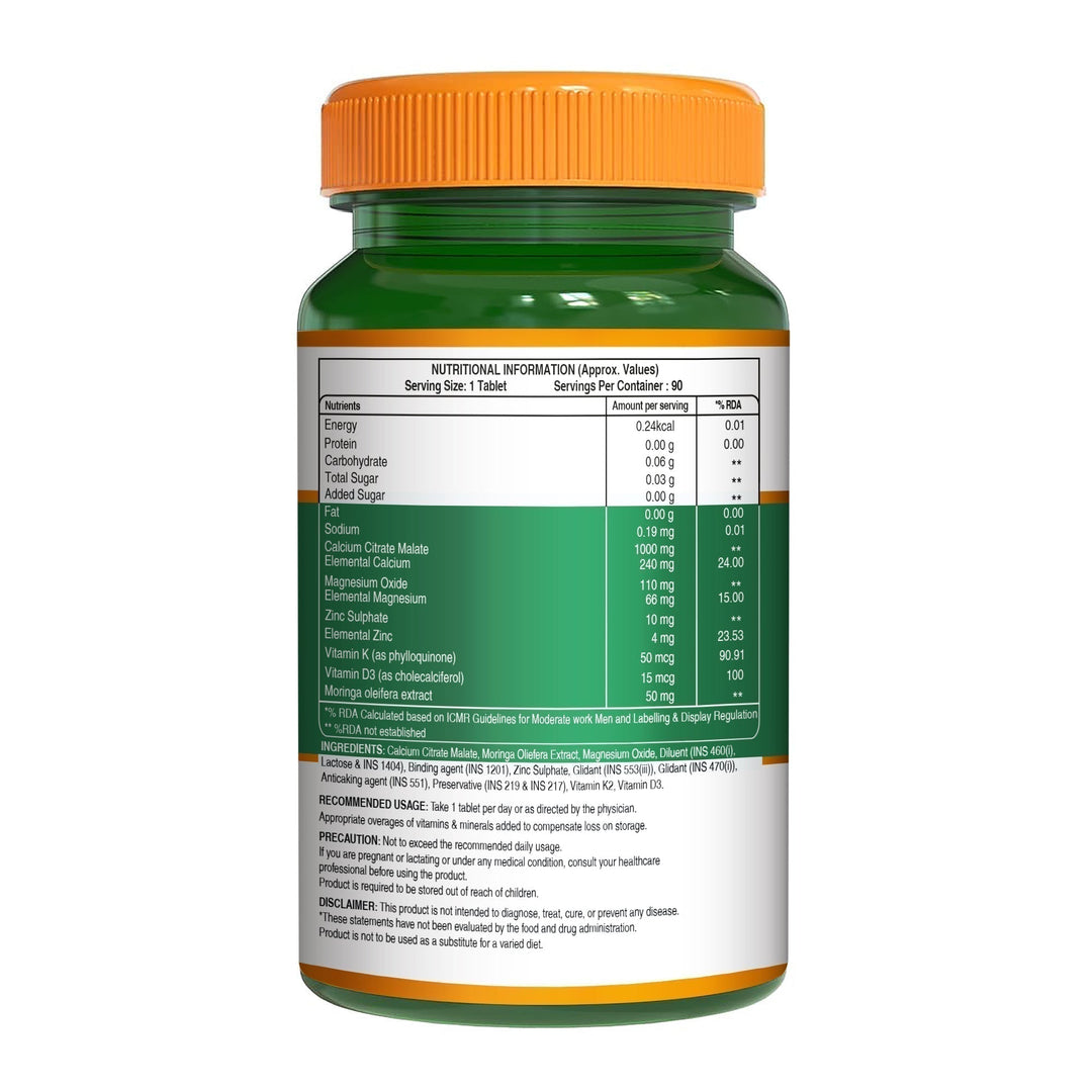 Ultra Calcium with D3, K2, Zinc & Magnesium – Complete Bone & Joint Formula| 90 Capsules