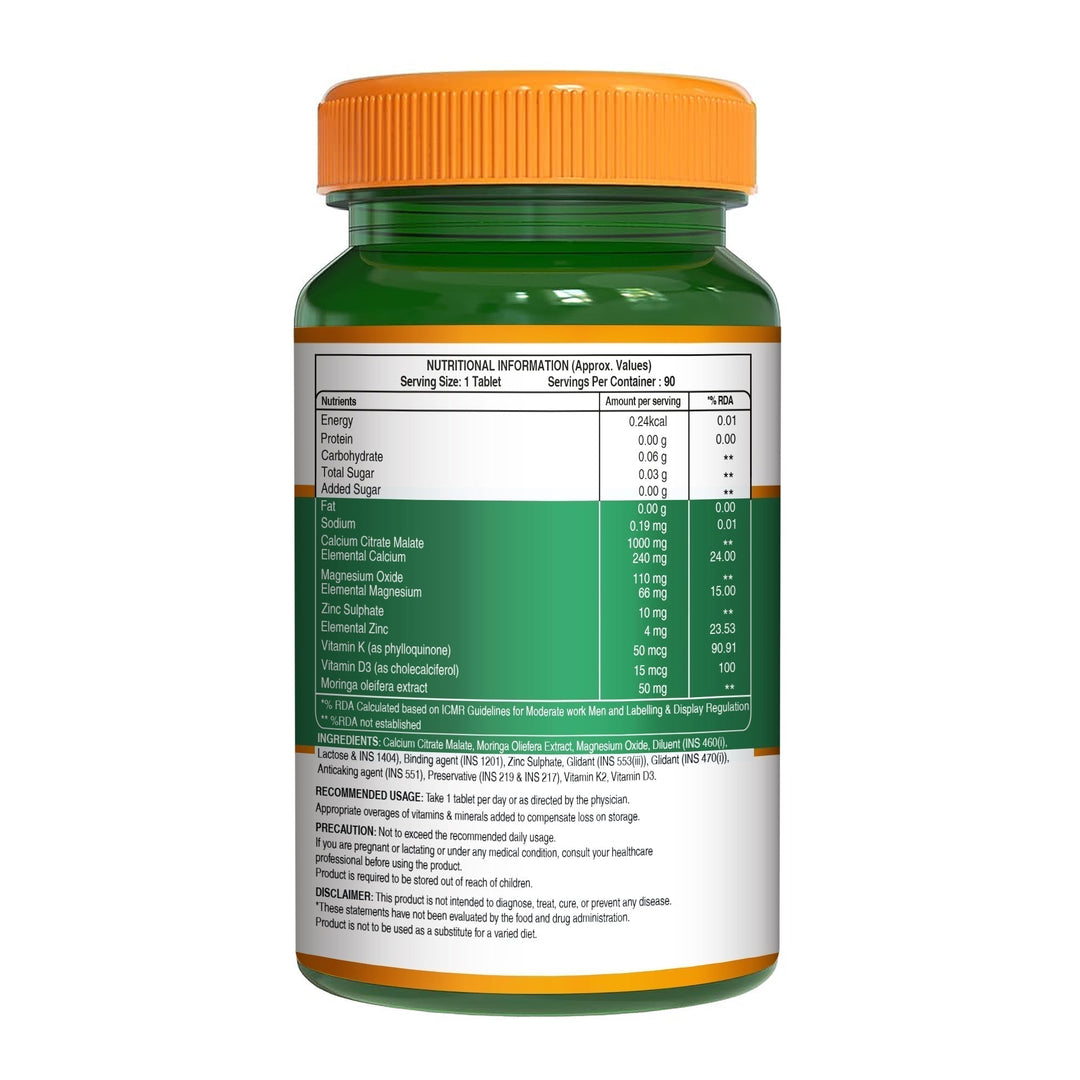 Ultra Calcium with D3, K2, Zinc & Magnesium – Complete Bone & Joint Formula| 90 Capsules