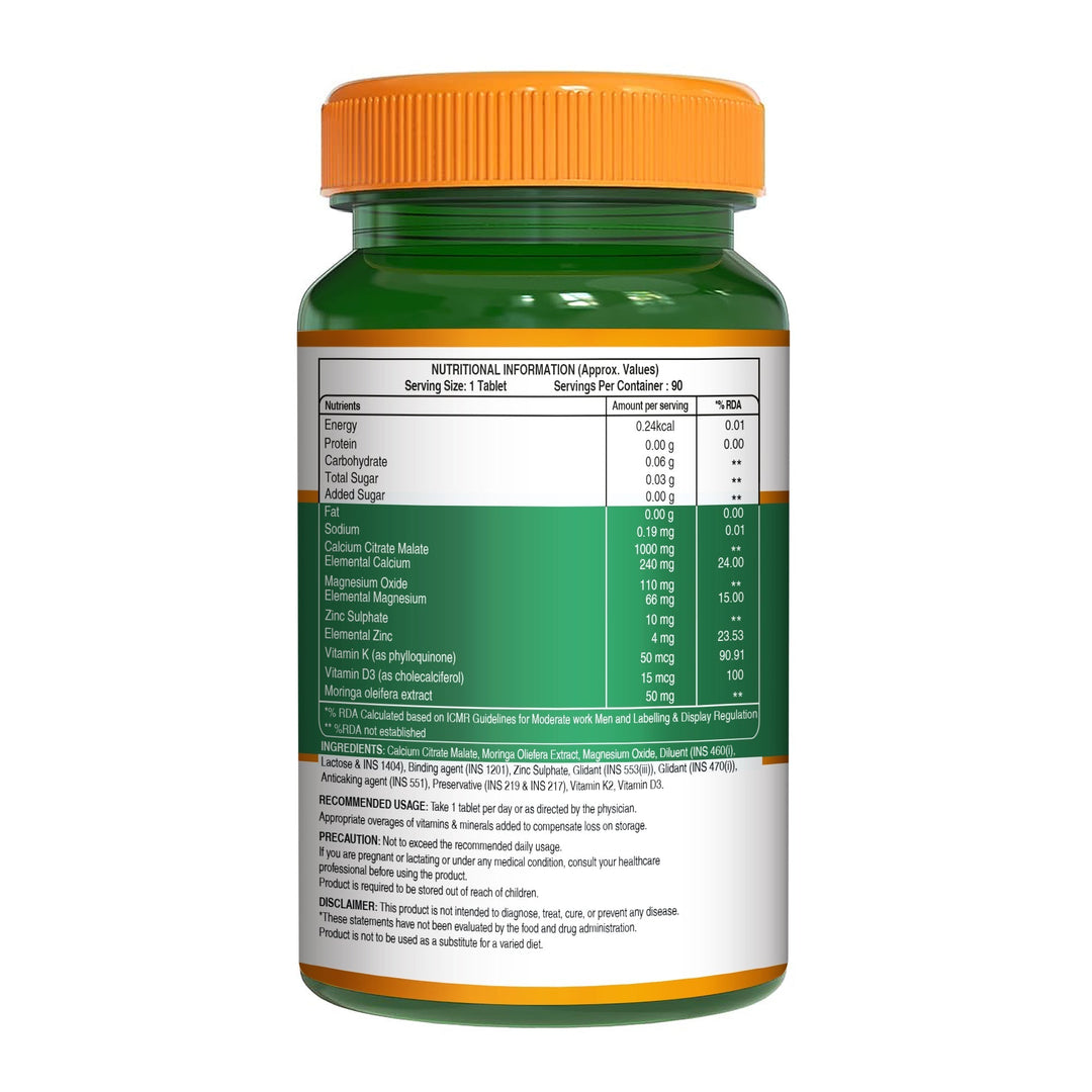 Ultra Calcium with D3, K2, Zinc & Magnesium – Complete Bone & Joint Formula| 90 Capsules