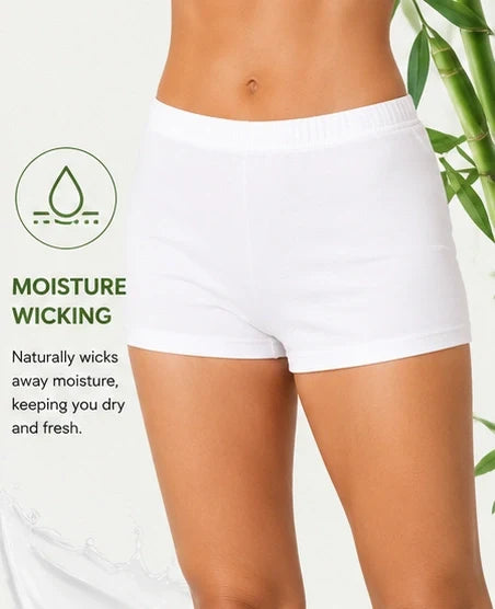 Women Bamboo Fabric Women Boy Short White | Mid Rise Soft Breathable | Pack Of 2