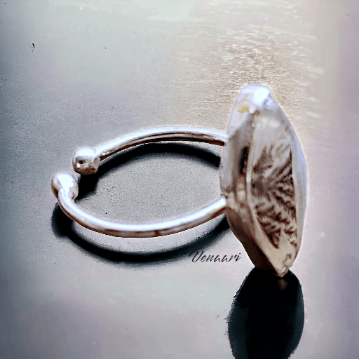 Unique Natural Shazar Stone Sterling Silver Varuna Free Size Ring - Suspire