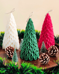 Pravaah Unscented Soy Wax Christmas Tree Candle – Eco-Friendly Holiday Decor (3 Colours)
