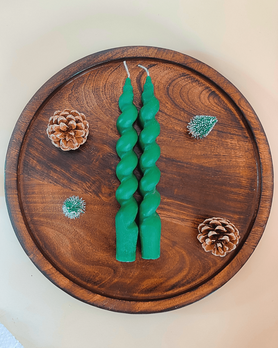 Unscented Spiral Taper Candles, Red, White & Green, Hand - Crafted Unique Table Candles - Suspire